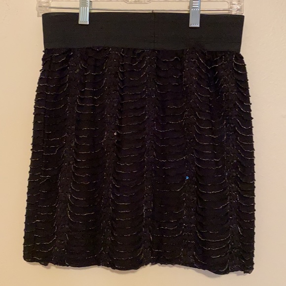 Black Sequin Mini Skirt - Picture 3 of 6